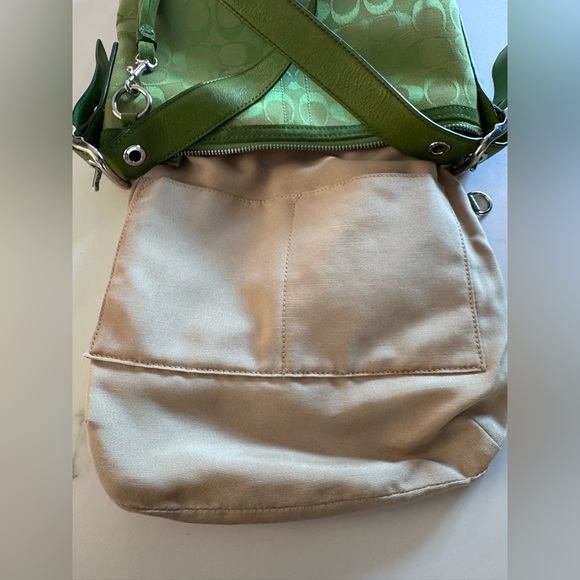 Coach 🍏 Green Signature Jacquard & Suede Vintage Bag #9362 - Picture 9 of 11